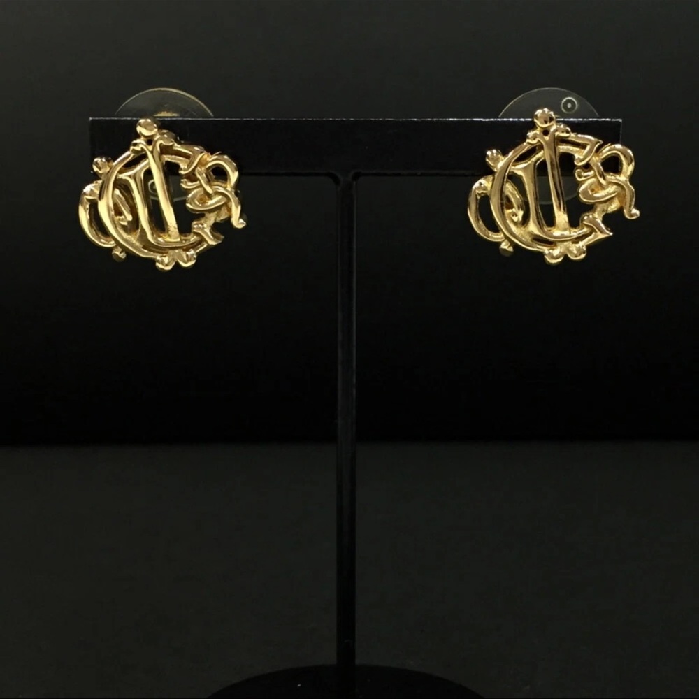 AUTH Christian Dior CD Logo Vintage Pierced Earrings - Picture 1 of 6